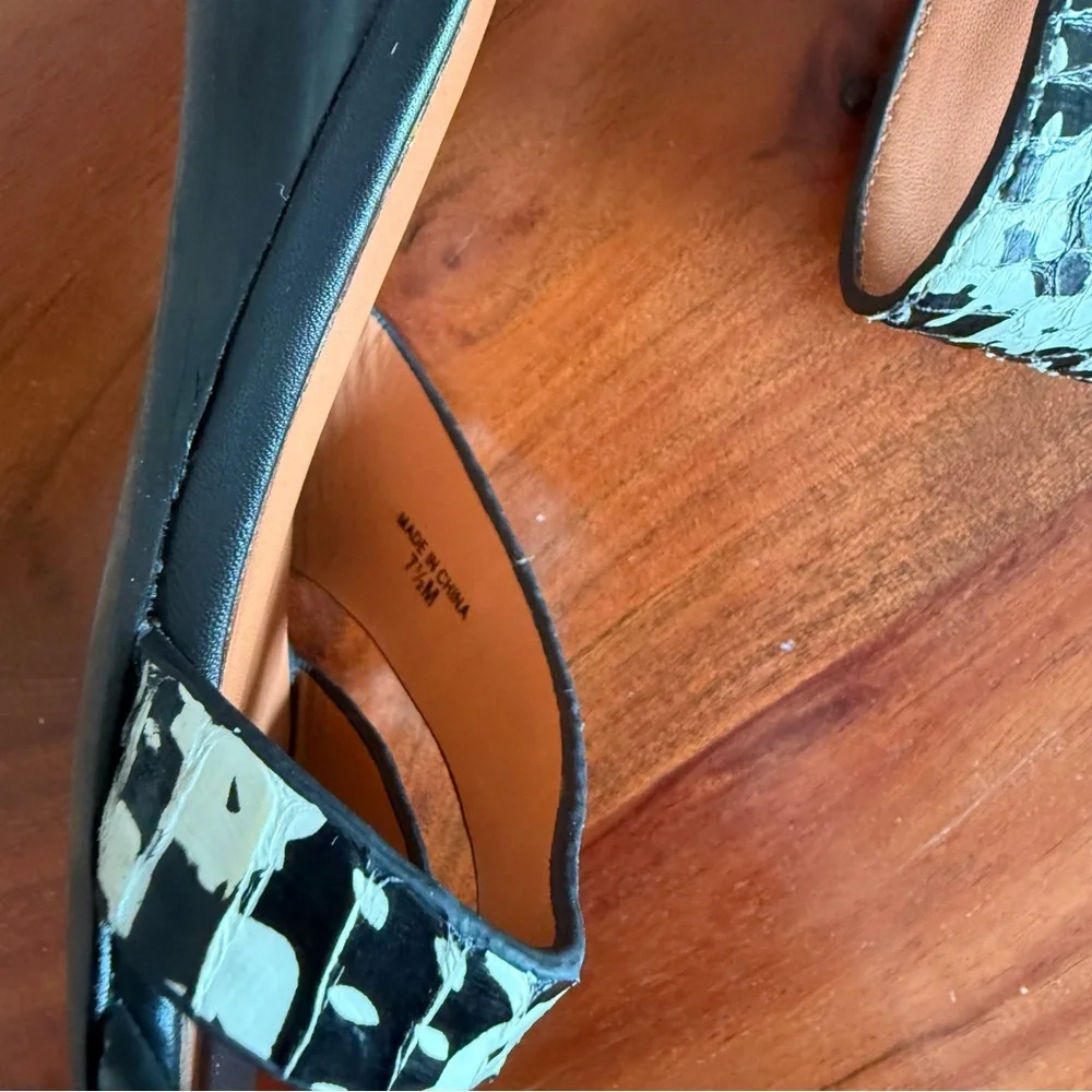Rebecca Minkoff Black and White leather wedges with Chic Ankle Strap